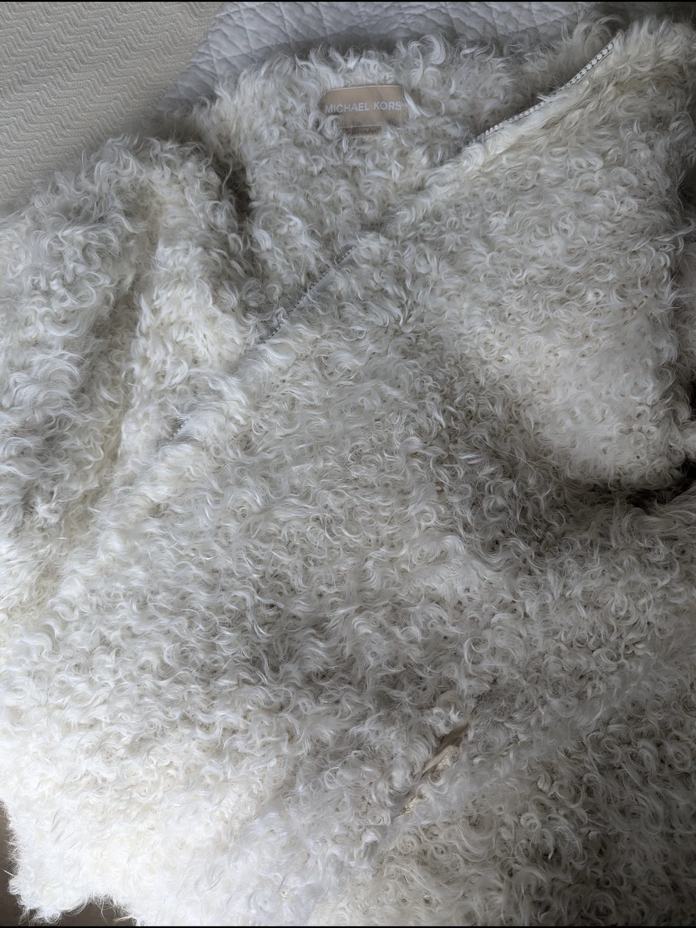 Michael Kors White Curly Mohair Oversized Jacket, Sweater Or Mini Dress